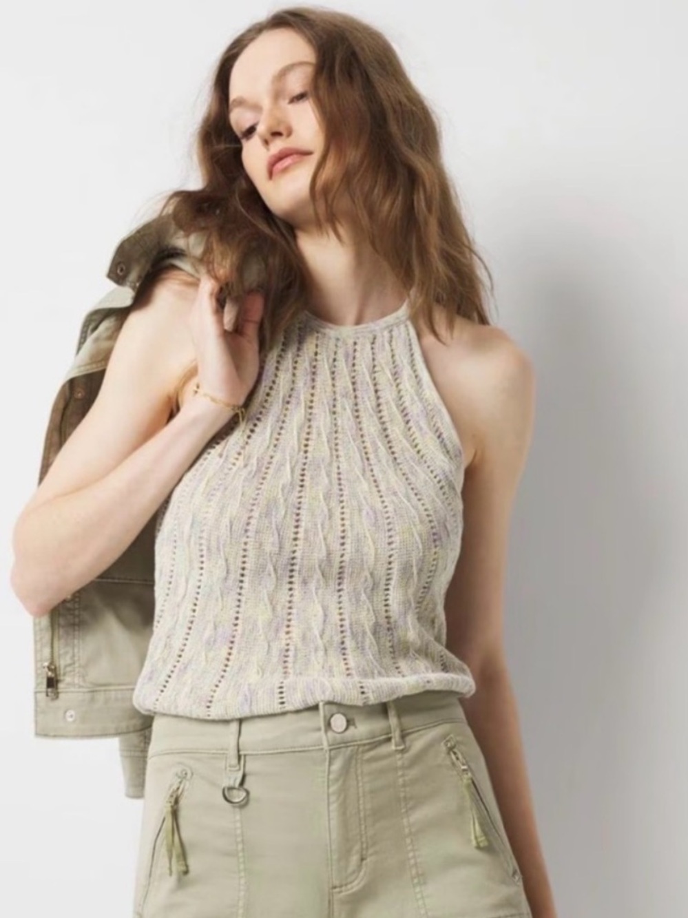 WHBM 🪐 Space Dye Sweater Halter Tank